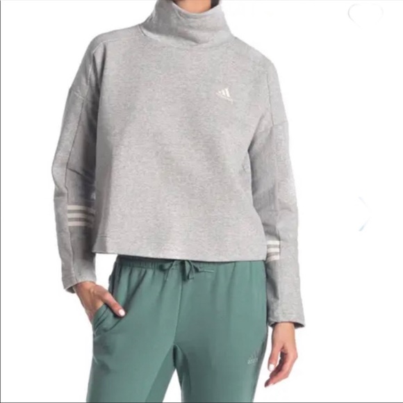 NEW Adidas Mock Neck Back Zip Sweatshirt